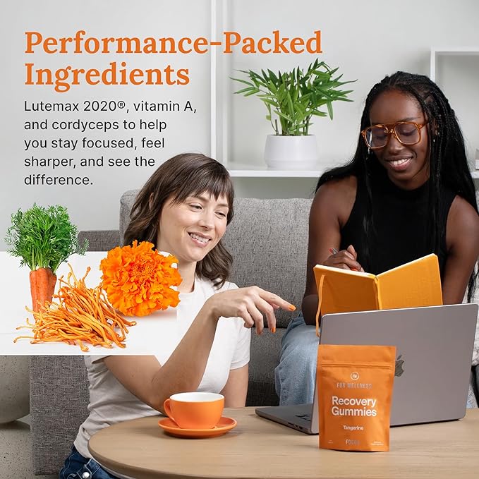 First-of-Its-Kind Eye Health & Focus Gummies with Lutein, Zeaxanthin, Cordyceps & Vitamin A | Vision, Brain Support, Memory, Sleep & Stress Relief | Blue Light Protection | Vegan, Gluten-Free - 30pc