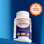 Vitamatic Yeast Free Selenium 200mcg as Selenomethionine Supplement Essential Trace Mineral with Superior Absorption 240 Tablets