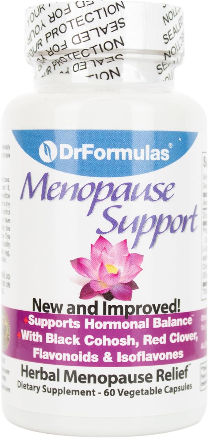 DrFormulas Menopause Supplement for Hot Flashes, Night Sweats Relief, and Support with DIM, Black Cohosh, Soy Isoflavones, and Red Clover (60 Vegetarian Capsules)