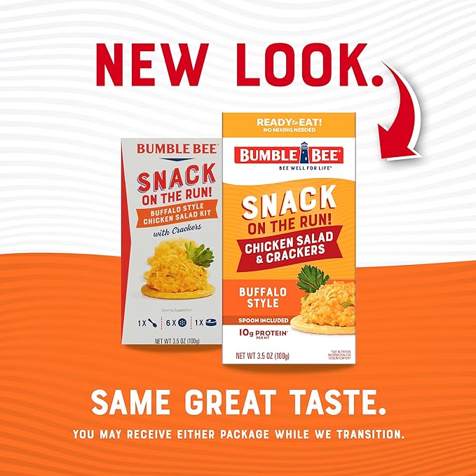 Bumble Bee Snack On The Run Buffalo Chicken Salad with Crackers Kit, 3.5 oz - Ready to Eat, Spoon Included - Shelf Stable & Convenient Protein Snack (Pack of 4)