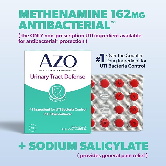 AZO Urinary Tract Defense Antibacterial Protection, FSA/HSA Eligible, Helps Control a UTI Until You Can See a Doctor, from The No. 1 Most Trusted Urinary Health Brand, 24 Count (Pack of 1)