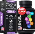 Age Defense Beauty Collagen Matrix - 2,000mg Multi Collagen Biotin Keratin Hyaluronic Acid Saw Palmetto Supplement Complex - DHT Blocker for Men & Women for Hair Growth - 3-PACK, 270 Gluten-Free Caps
