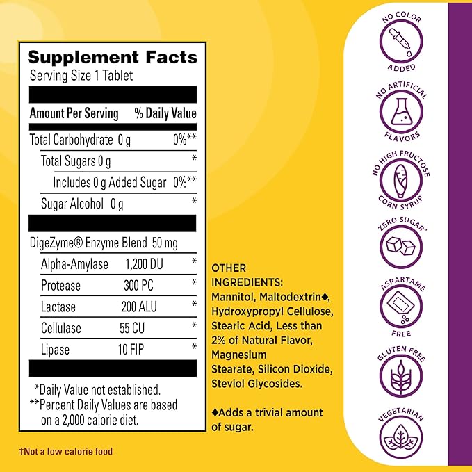 Nature Made Digestive Enzymes 5-in-1 Blend, Digestive Health Support, 90 Chewable Tablets, 30 Day Supply