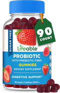 Lifeable Sugar Free Probiotics with Prebiotics Fiber – Great Tasting Natural Flavor Gummy Supplement – Keto Friendly Chewable – for Gut Health and Immune Support – for Adults, Man, Women – 90 Gummies