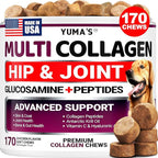 YUMA'S Advanced Collagen for Dogs - 170 Chews - Hip and Joint Supplement - Multi-Collagen Peptides - Skin & Coat Health, Cartilage & Mobility Support - Glucosamine, Vitamin C, Hyaluronic Acid