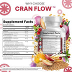 Cran Flow Cranberry Pills for Urinary Health D-Mannose Milk Thistle Dandelion Inulin Vitamin C Prebiotics and Probiotics Bladder Support By Clean Nutra
