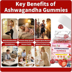 Ashwagandha Gummies for Stress Support & Relaxation with Magnesium + Vitamin D – 90 Count Sugar-Free, Vegan Ashwa Supplements