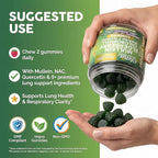 Clean Nutra Mullein Gummies for Lung Health Support with Elderberry Chlorophyll Spirulina Tart Cherry Sea Moss Vitamin C Lutein Marshmallow Root Licorice Root Superfood Greens Mucus Relief 60 Gummies