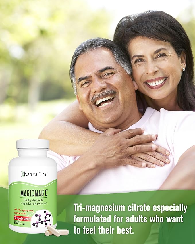 MagicMag C by NaturalSlim, Magnesium Citrate Capsules for Muscle Relaxation, Sleep Quality, Nerve Function & Electrolyte Support, Daily Magnesium Supplement for Men and Women, 100 Capsules