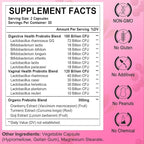Vaginal Probiotics for Women, 300 Billion CFUs Probiotics for Women, 15-in-1 Womens Probiotic & Prebiotics, for Vaginal, Urinary Tract, PH Balance, Immune, Digestive & Gut, Bloating Health, 60 Caps