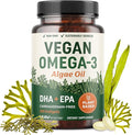 Vegan Omega 3 Algae Oil | Plant Based DHA EPA | Sustainably Sourced, No Carrageenan, Non GMO | Heart, Brain, and Eye Health | Fish Oil Alternative | Algae Omega 3 Supplement | 120 Softgel Capsules