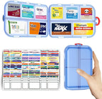 Pill Organizer Travel Medicine Case - Daily Pill Organizer with 144 Labels, Portable Travel Essentials for Medication