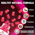 Magnesium Glycinate Gummies 1000mg - Sugar Free Magnesium Potassium Supplement with Vitamin D, B6, CoQ10 for Calm Mood & Sleep Support - 180 Raspberry Gummies.