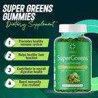 Green Superfood Gummies Plus - Supports Healthy Liver, Digestive Health & Immune System - Vegan, Non-GMO, Gluten-Free - Raspberry & Pomegranate Flavor - 120 Count