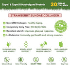 MariGold Grass-fed Collagen Peptides Powder Strawberry Sundae 1LB - 100% Pure, Type I & III Bovine Hydrolyzed Collagen, Non-GMO, Hormone Free, Soy Free, Gluten Free, Dairy Free, Keto-Friendly