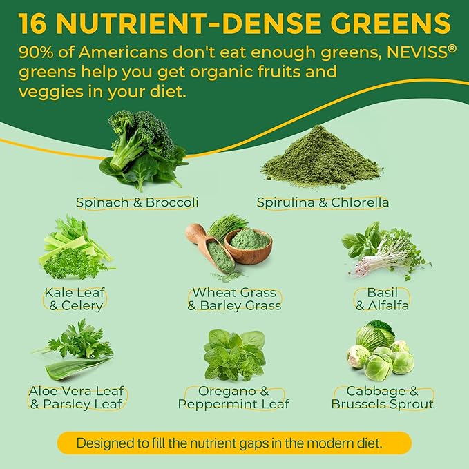Organic Super Greens Daily Superfood Gummies + Probiotics, Spirulina, Chlorella Spinach Broccoli, Prebiotic Fiber, Mushroom -Rich in Vitamins & Antioxidants - Digestive, Focus, Energy, No Sugar, 60Cts