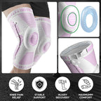 NEENCA Professional Knee Brace for Pain Relief, Medical Knee Support with Patella Pad & Side Stabilizers, Compression Knee Sleeve for Meniscus Tear, ACL, Joint Pain, Runner, Workout (Pink White, 2XL)