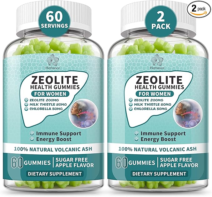 (2 Pack) Zeolite Gummies for Women - Zeolite Supplement with Milk Thistle, Chlorella, Vitamin B12 & D3 - Supports Heavy Metal, Immune Health, Natural Metabolism, Energy & Clear Skin