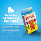BioSwiss Bandages, Gummy Bear Shaped Self Adhesive Bandage Set, Latex Free, Sterile Wound Care, 24 Count