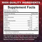 Creatine Monohydrate Gummies for Men & Women with L-Carnitine & Taurine, Sugar Free Chewable Creatine Pre-Workout Supplement for Muscle Strength, Muscle Builder, Energy Boost (Raspberry Flavor)