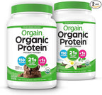 Orgain Organic Vegan Protein Powder, Vanilla Bean + Chocolate Fudge - 21g Plant Based Protein (2.03 Lb Each)