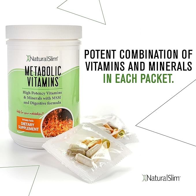NaturalSlim Metabolic Vitamins, Multivitamin for Women & Men, Supports Energy, Metabolism & Nutrient Absorption with Digestive Enzymes, Womens Multivitamin with B-Complex & Niacin 1 Pack