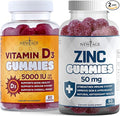 NEW AGE Immune Defense Combo - 2 Pack - Vitamin D3 Gummies 5000 IU 125mcg & High Potency Zinc Gummies, Immune Booster 120 Count