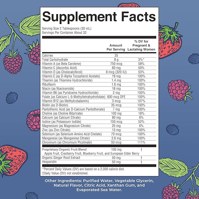 MARYRUTH'S Postnatal & Prenatal Vitamins for Women | Sugar Free | Selenium | Folate | Vegan | Non-GMO | Gluten Free | 32oz
