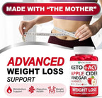Keto ACV Gummies Advanced Weight Loss - Sugar Free ACV Keto Gummies - Gummy Supplement for Women and Men - Detox - Apple Cider Vinegar - Apple Flavor