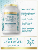Carlyle Multi Collagen Peptides Powder 40 oz | Type I, II, III, V, X | Supplement Blend with Protein | Multi Food Sourced | Non-GMO, Gluten Free