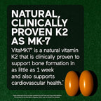 SMARTERNUTRITION Vegan Vitamin D3 5000 IU + Natural Vitamin K2 1100 mcg in Organic Coconut & Olive Oil - D3 K2 Supplement for Immune & Bone Support - 60 Softgels[30 Day Supply]