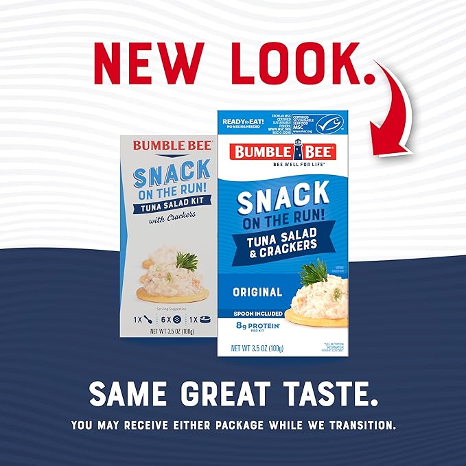Bumble Bee Snack On The Run! Protein Snack Pack - 8g Protein per Box - Original Tuna Salad with Crackers Kit - Ready to Eat Easy-Open Can - Wild Caught MSC-Certified Tuna (Pack of 1)
