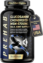 Glucosamine Chondroitin MSM | Premium Joint Support Supplement | Extra Strength 4700mg Max Joint Support | Men & Women | Supports Joint Health & Cartilage, Joint Comfort, Strength and Flexibility
