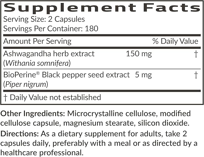 Futurebiotics Ashwagandha Extra Strength Stress & Mood Support with BioPerine - Non GMO Formula, 360 Vegetarian Capsules