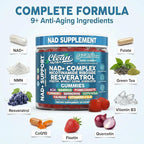 Youth Bloom NAD+ Supplement Gummies Resveratrol Fisetin Wheat Germ Berberine Taurine Turmeric Collagen Astaxanthin Nicotinamide Gotu Kola Pomegranate Vitamin C & E 60 Ct by Clean Nutra