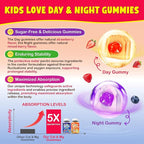 Kids Calcium Magnesium Supplement Gummies - Calcium Citrate 800mg with Magnesium Glycinate 200mg, L-Theanine, Vitamin D3 K2 & Omega-3 Multivitamin for Kids Day & Night Gummies - Vegan, Sugar Free