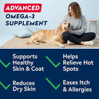 StrellaLab Omega 3 for Dogs - (180Ct) Fish Oil Treats - Allergy & Itch Relief Skin & Coat Supplement - Dry Itchy Skin, Anti Shedding & Hot Spots Treatment - Pet Salmon Oil Chews - Chicken Flavor