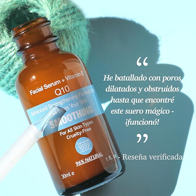 Purifect Smoothing Coenzyme Q10 Facial Serum for Anti Aging - Wrinkle & Fine Line Support for All Skin Types, Hydrating Face Serum with Vitamin E, Ceramide NP & Anise Extract, Made in USA - 1 fl oz