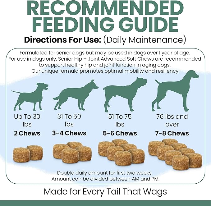 Chew + Heal Labs Glucosamine for Dogs Hip and Joint Supplement - 240 Senior Dogs Mobility Soft Chews - Made with Glucosamine, MSM, Chondroitin, Green Lipped Mussels and More - Made in The USA