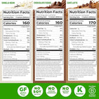 Orgain 30g High Protein Shake Variety Pack, Dairy Isolate Milk Protein, 5g BCAAs, 1g Sugar Per Serving, Caffeine, Meal Replacement, Ready to Drink, Chocolate, Vanilla, Café Latte, 11 Fl Oz (12 Pack)
