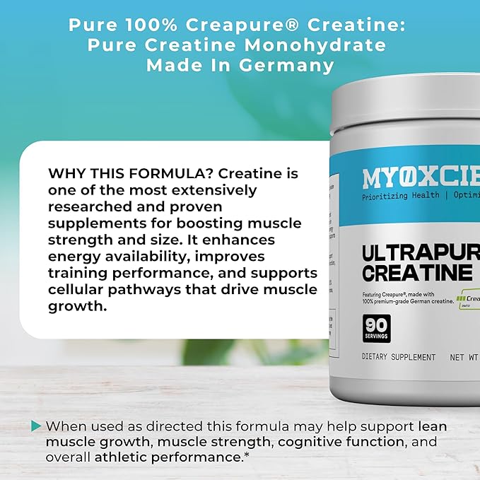 MYOXCIENCE Creapure® Creatine | 5 Grams German Creatine Monohydrate Per Serving | Supports Muscle Performance, Lean Body Mass, & Cognition (90 Serving Jar)