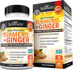 Turmeric Curcumin and Ginger Supplement - 95% Standardized Curcuminoids with BioPerine Black Pepper Extract for Ultra High Absorption - Natural Joint Support Supplement - Gluten-Free - 60 Capsules