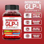 GLP-1 Gummies (GLP1 Supplement with Berberine & Ceylon Cinnanom) GLP Gummies for Support Gut Health - Delicious Peach & Raspberry Flavor - Third Party Tested, Vegan & USA Made - 60 Count