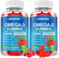 Vegan Omega-3 Gummies 1028mg, Omega 3 Fish Oil Alternative for Adults w/EPA 400mg & DHA 600mg & Vitamin A, C, E Supports Brain, Eye & Immune Health, Sugar Free, Raspberry Flavor, 120 Count