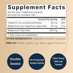 Pure Magnesium Glycinate 500mg with Fat Soluble Vitamin C, 480 Veggie Capsules (2 Pack) – 100% Chelated & Purified – 3rd Party Tested, Filler Free, Vegan Friendly, Non-GMO