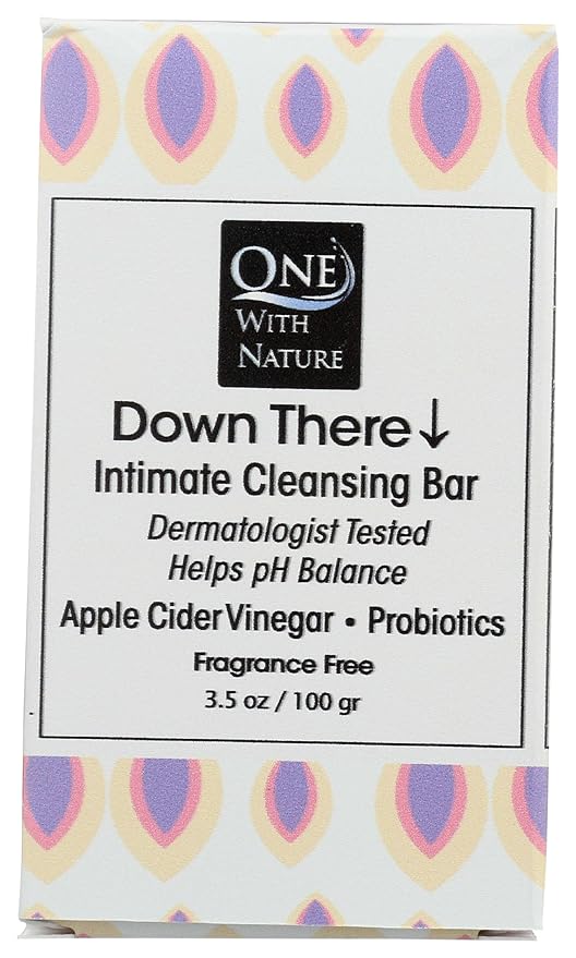 ONE WITH NATURE Down There Fragrance Free Intimate Cleansing Soap Bar, 3.5 OZ