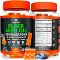 Black Seed Oil Gummies 500mg with Ashwagandha & Apple Cider Vinegar - Immune & Wellness Support Supplement with Vitamin C, Biotin, Turmeric - 60 Organic Gummy Bears for Hair & Skin