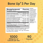 Jarrow Formulas BoneUp Three Per Day for Bone Density and Skeletal Nutrition, Includes Vitamin D3, K2 (as MK-7) and Calcium, 90 Capsules, 30 Day Supply