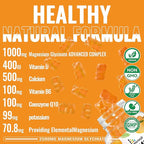 Magnesium Glycinate Gummies- Sugar Free Magnesium Potassium Supplement with Vitamin D, B6, CoQ10 for Calm Mood & Sleep Support - 90 Orange Gummies