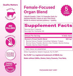 Pink Stork Beef Organ Supplement for Women | Grass-Fed Beef Liver Capsules with Iron, B12, CoQ10, Vitamin A | Primal Multivitamin for Female Hormone + Energy Support | 60 Capsules